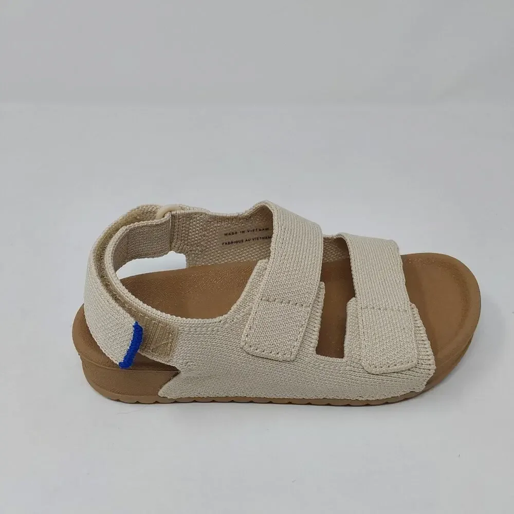 Rothy's Kids Double Strap Sandal Conch Beige Knit US Kids 10 EU 27 NIB